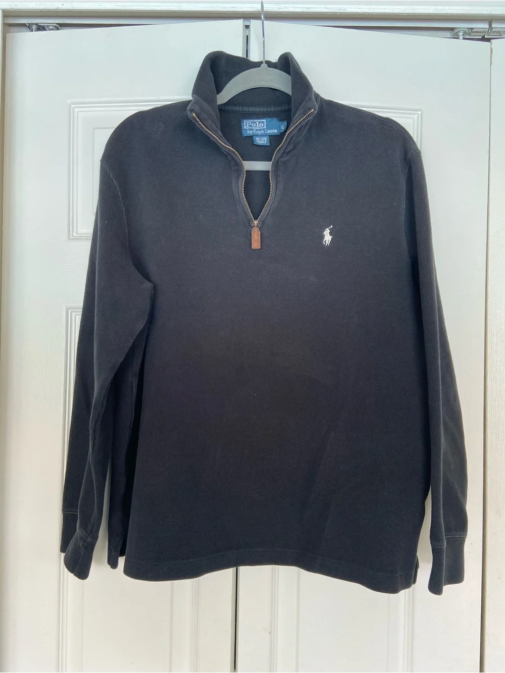 Ralph Lauren Men's Black Quarter-Zip Pullover Sweater